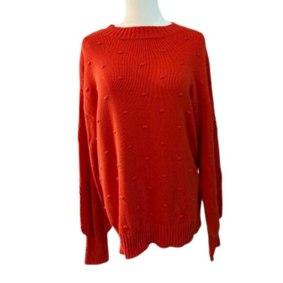 Crown & Ivy Women’s Orange Textured Sweater Size Large NWT - Picture 2 of 6